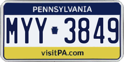 PA license plate MYY3849