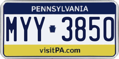 PA license plate MYY3850