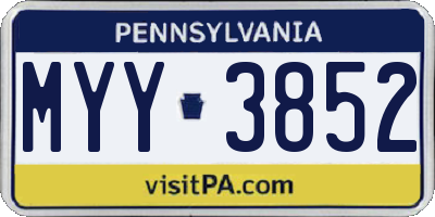PA license plate MYY3852