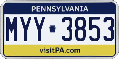 PA license plate MYY3853