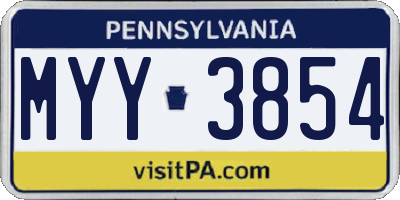 PA license plate MYY3854