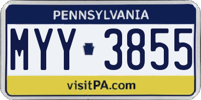 PA license plate MYY3855