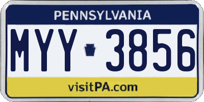 PA license plate MYY3856