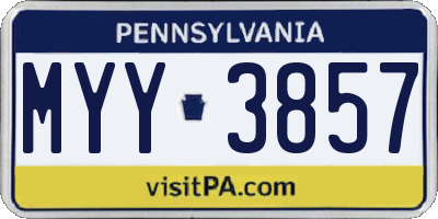 PA license plate MYY3857