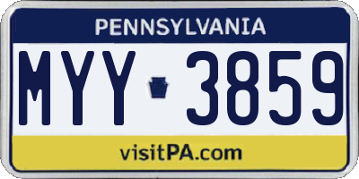 PA license plate MYY3859