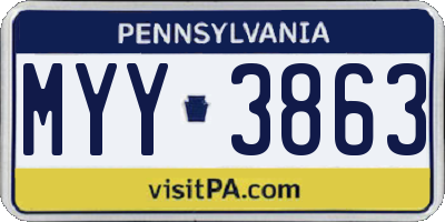 PA license plate MYY3863
