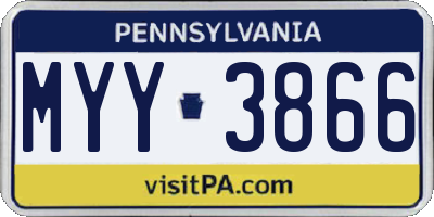 PA license plate MYY3866