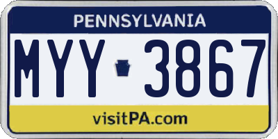 PA license plate MYY3867