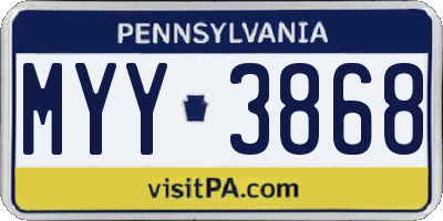 PA license plate MYY3868