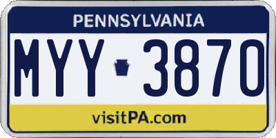 PA license plate MYY3870