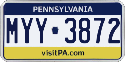 PA license plate MYY3872