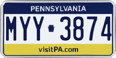 PA license plate MYY3874
