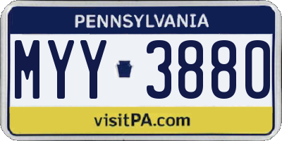 PA license plate MYY3880