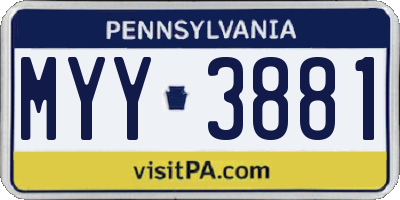 PA license plate MYY3881