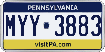 PA license plate MYY3883