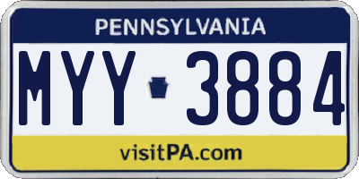 PA license plate MYY3884
