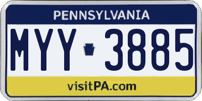 PA license plate MYY3885
