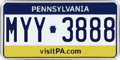 PA license plate MYY3888