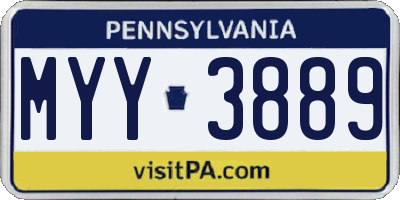 PA license plate MYY3889