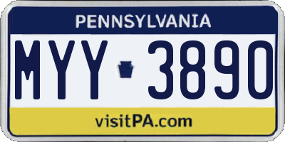 PA license plate MYY3890