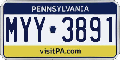 PA license plate MYY3891