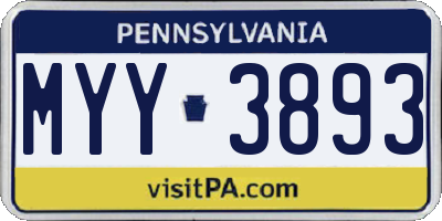 PA license plate MYY3893