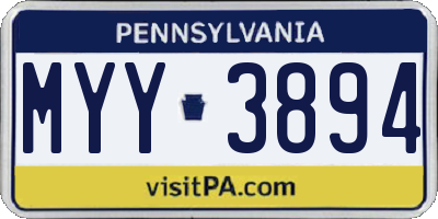 PA license plate MYY3894