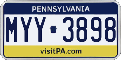 PA license plate MYY3898
