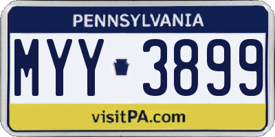 PA license plate MYY3899