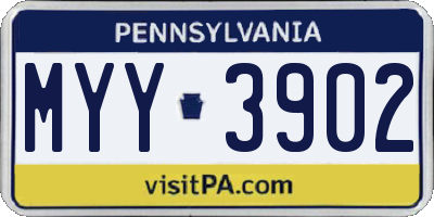 PA license plate MYY3902