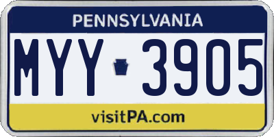 PA license plate MYY3905