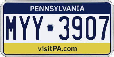 PA license plate MYY3907