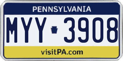 PA license plate MYY3908