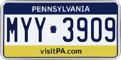 PA license plate MYY3909
