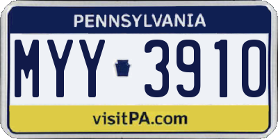 PA license plate MYY3910