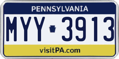 PA license plate MYY3913