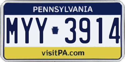 PA license plate MYY3914