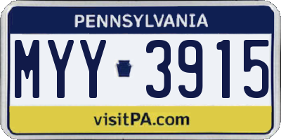 PA license plate MYY3915