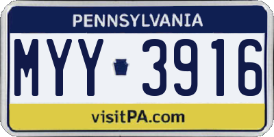 PA license plate MYY3916