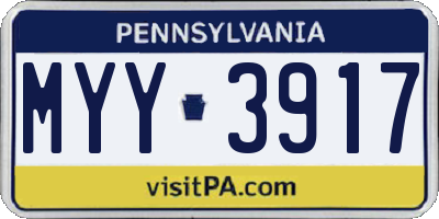 PA license plate MYY3917