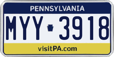PA license plate MYY3918