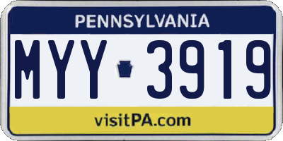 PA license plate MYY3919