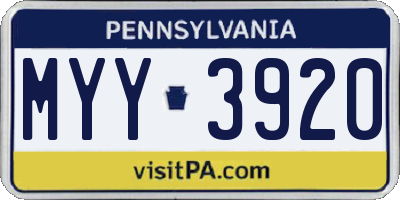 PA license plate MYY3920