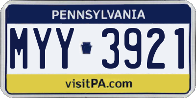 PA license plate MYY3921