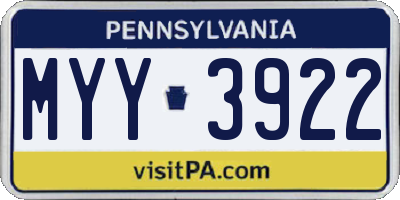 PA license plate MYY3922