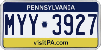 PA license plate MYY3927
