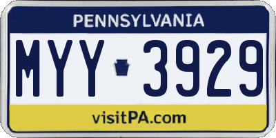 PA license plate MYY3929