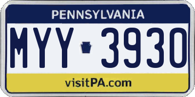 PA license plate MYY3930