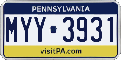 PA license plate MYY3931