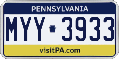 PA license plate MYY3933